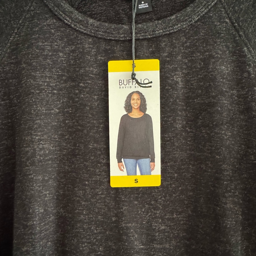 Buffalo David Bitton Womens Cozy Top Heathered Black NEW Small - Picture 4 of 5